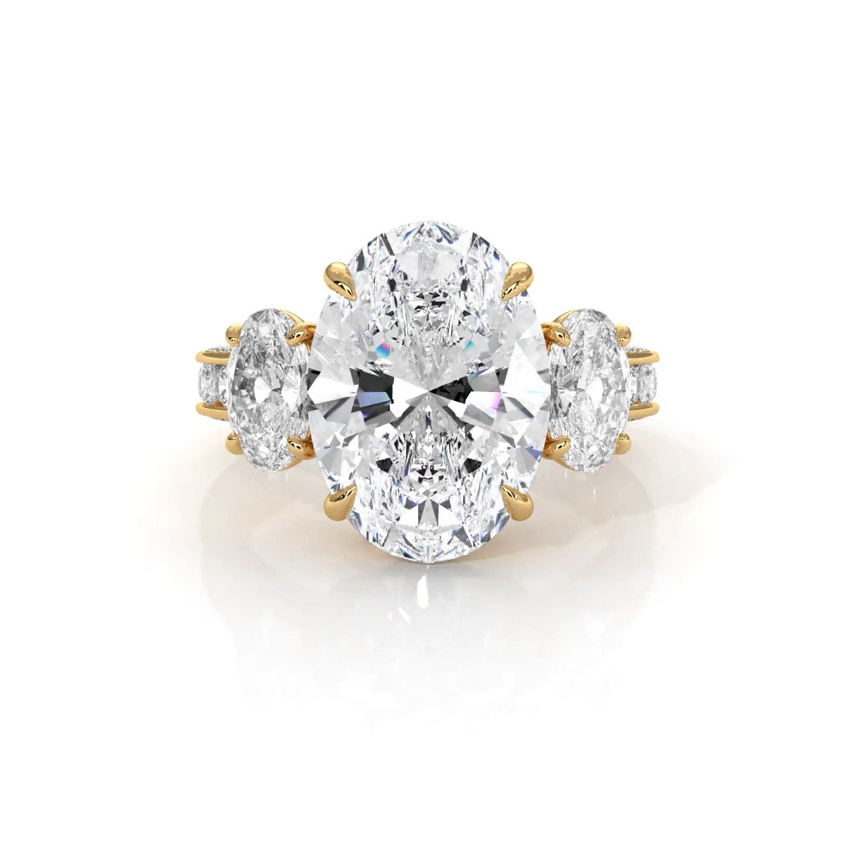 3 Stone Oval Lab Grown Diamond Engagement Ring IGI Certified 14k White Gold 10.02 Ctw.